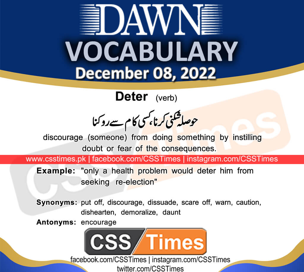 Daily DAWN News Vocabulary with Urdu Meaning (08 December 2022)