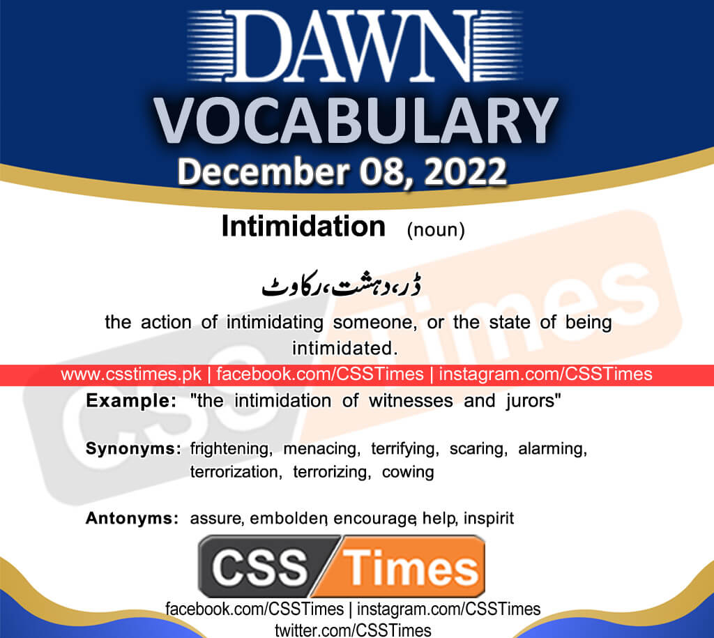 Daily DAWN News Vocabulary with Urdu Meaning (08 December 2022)
