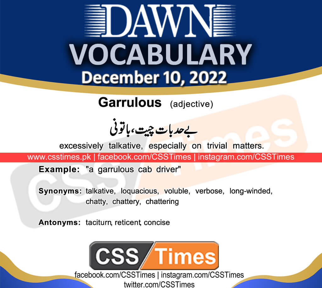 Daily DAWN News Vocabulary with Urdu Meaning (10 December 2022)