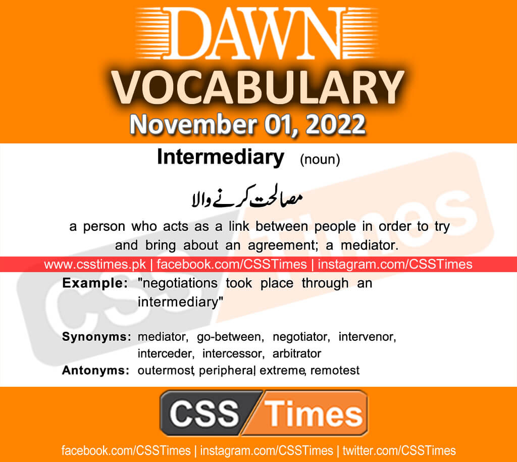 Daily DAWN News Vocabulary with Urdu Meaning (01 November 2022)