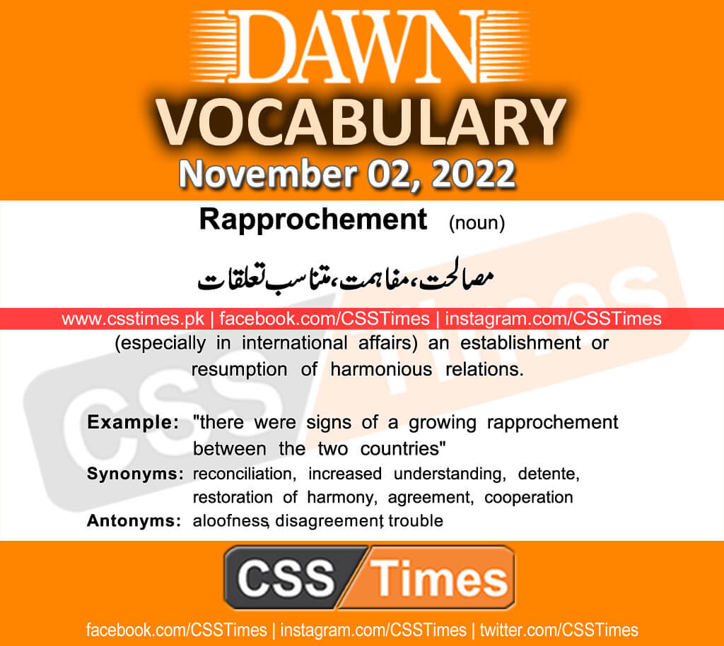 Daily DAWN News Vocabulary with Urdu Meaning (02 November 2022)