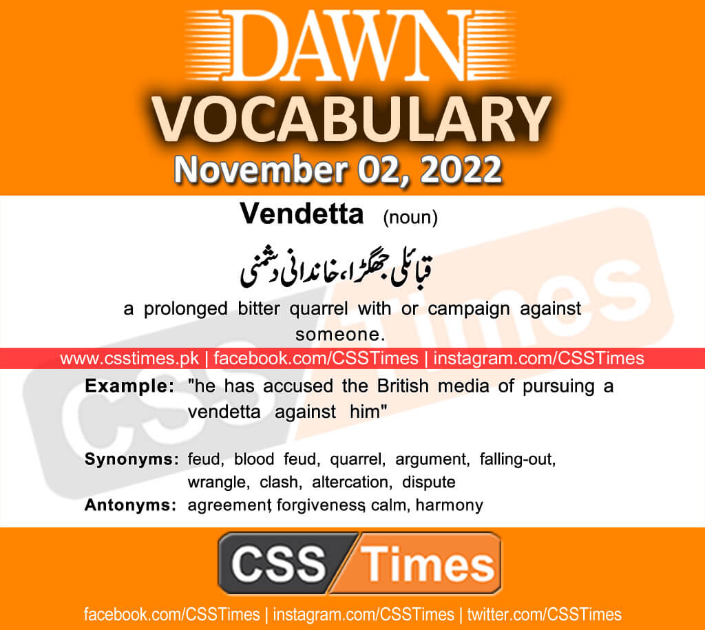 Daily DAWN News Vocabulary with Urdu Meaning (02 November 2022)