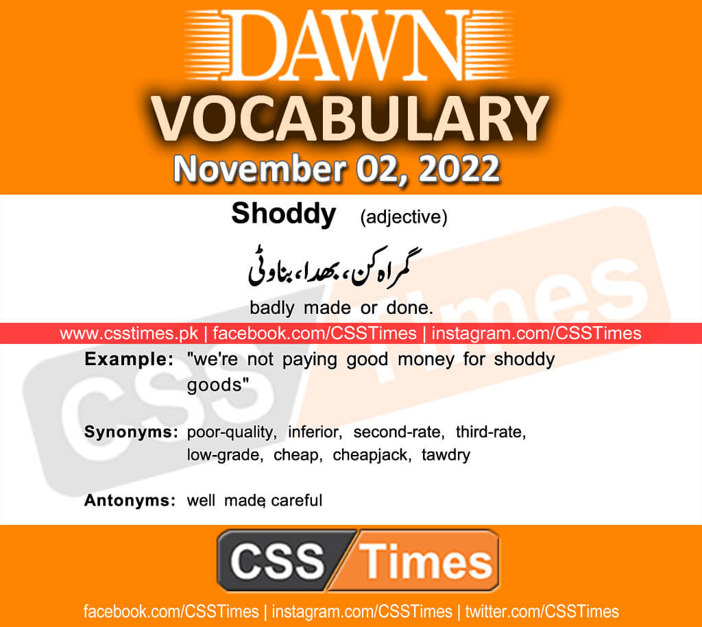 Daily DAWN News Vocabulary with Urdu Meaning (02 November 2022)