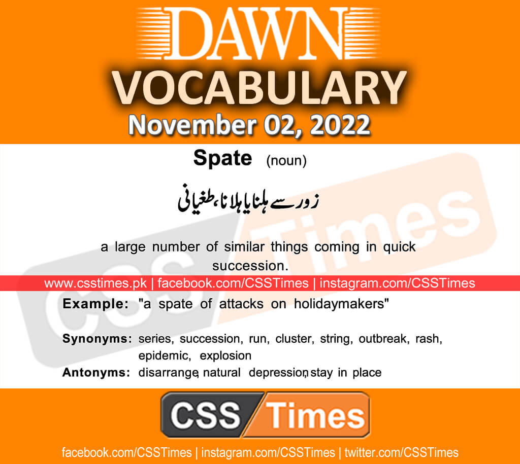 Daily DAWN News Vocabulary with Urdu Meaning (02 November 2022)