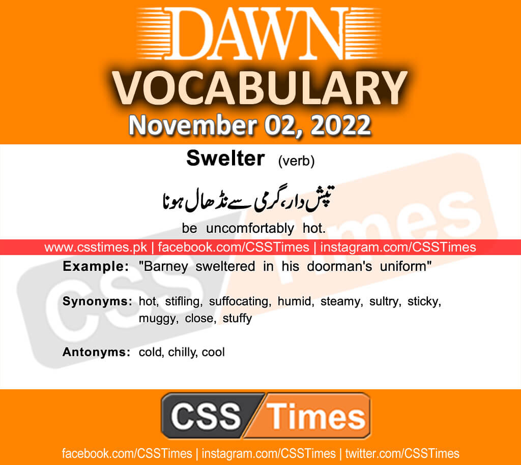 Daily DAWN News Vocabulary with Urdu Meaning (02 November 2022)