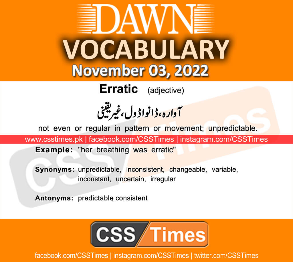 Daily DAWN News Vocabulary with Urdu Meaning (03 November 2022)