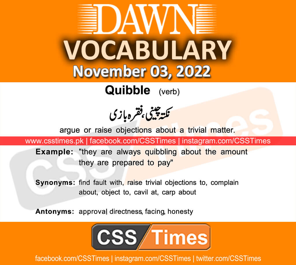 Daily DAWN News Vocabulary with Urdu Meaning (03 November 2022)