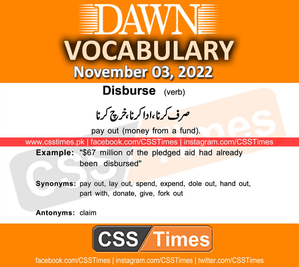 Daily DAWN News Vocabulary with Urdu Meaning (03 November 2022)