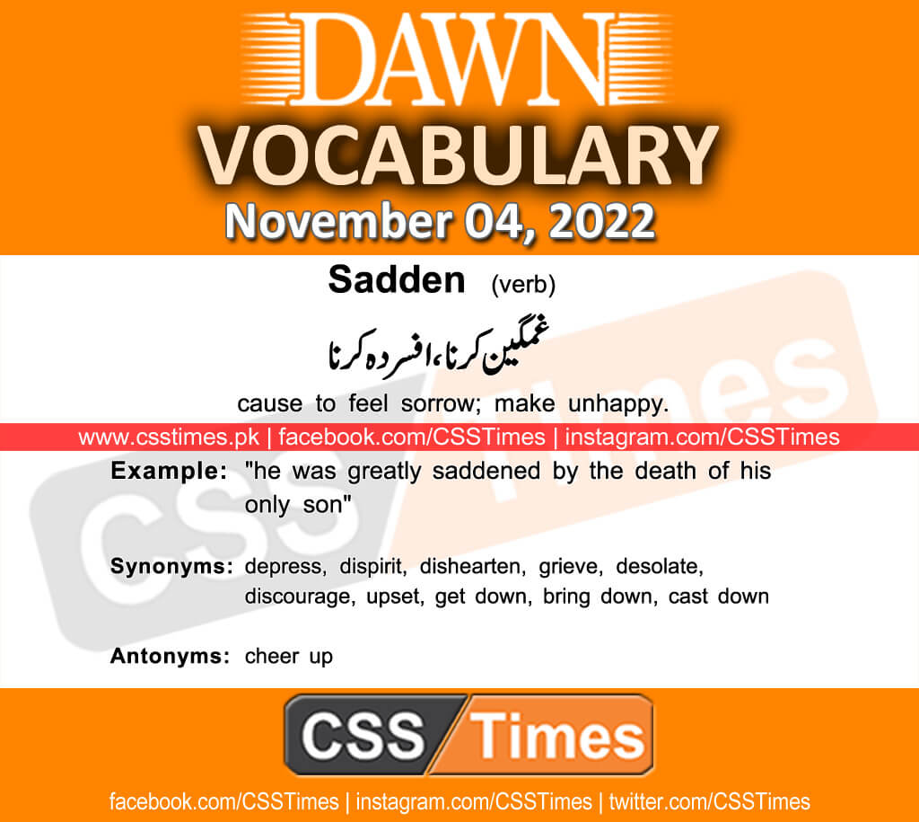 Daily DAWN News Vocabulary with Urdu Meaning (04 November 2022)