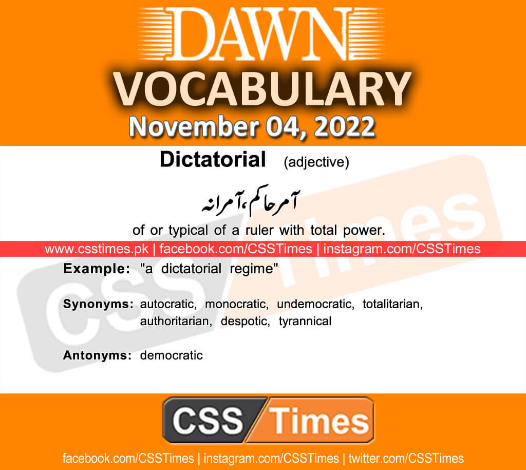 Daily DAWN News Vocabulary with Urdu Meaning (04 November 2022)