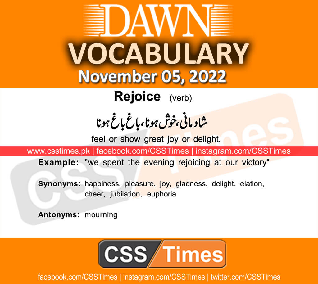 Daily DAWN News Vocabulary with Urdu Meaning (05 November 2022)