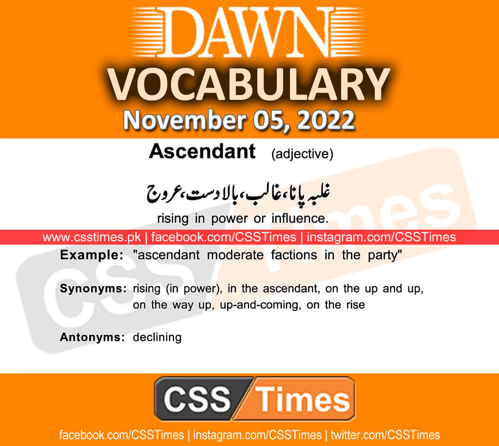 Daily DAWN News Vocabulary with Urdu Meaning (05 November 2022)