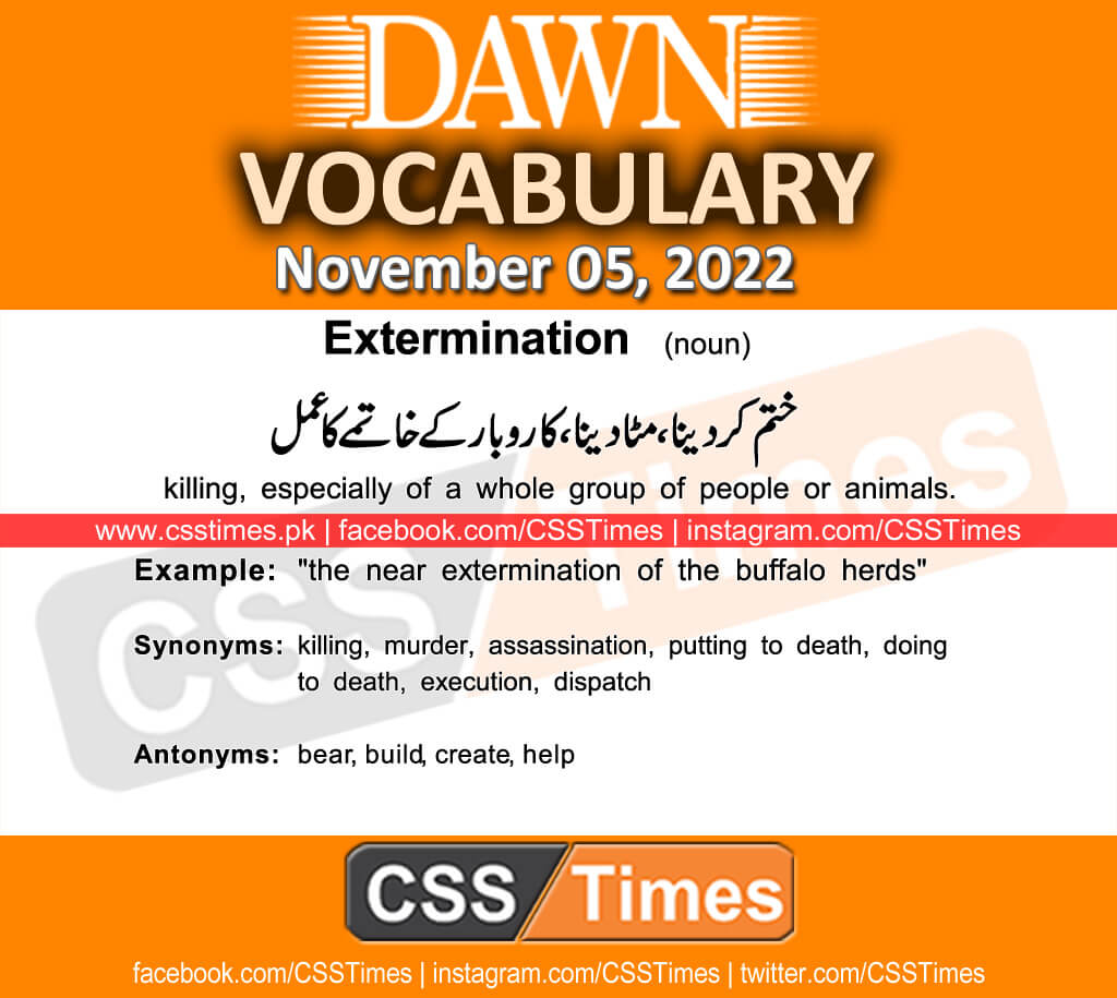 Daily DAWN News Vocabulary with Urdu Meaning (05 November 2022)