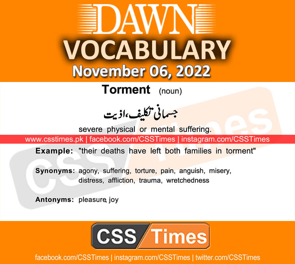 Daily DAWN News Vocabulary with Urdu Meaning (06 November 2022)