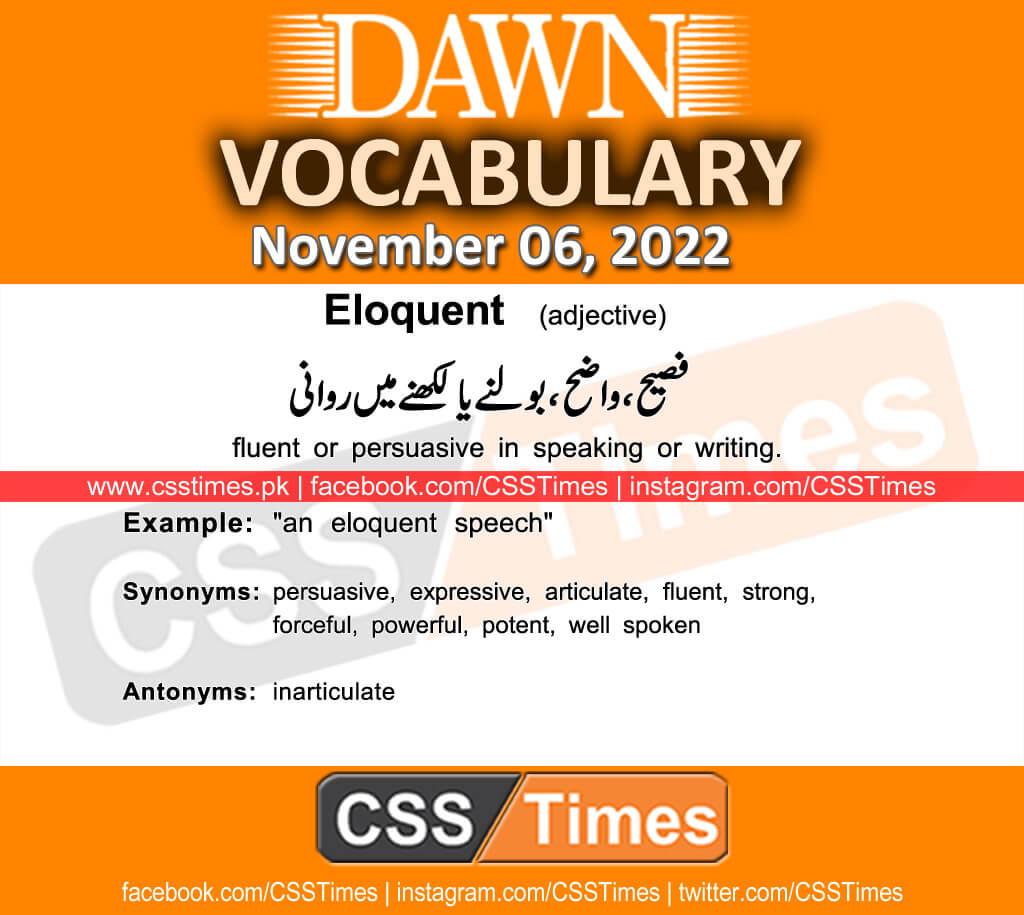 Daily DAWN News Vocabulary with Urdu Meaning (06 November 2022)