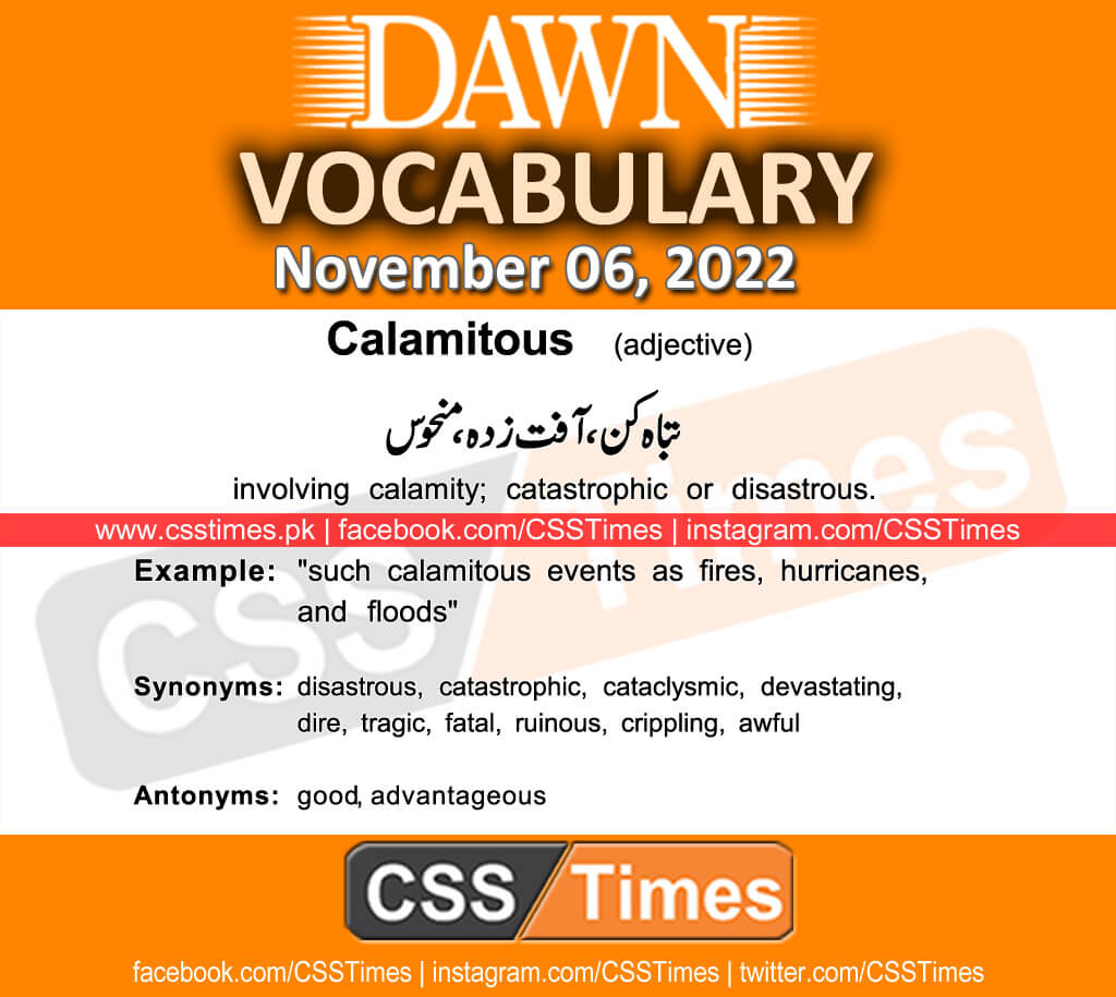 Daily DAWN News Vocabulary with Urdu Meaning (06 November 2022)