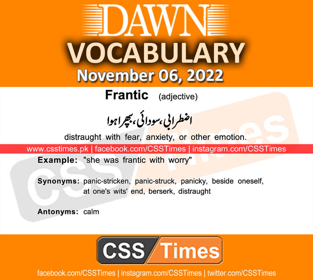 Daily DAWN News Vocabulary with Urdu Meaning (06 November 2022)