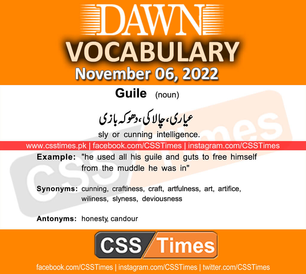 Daily DAWN News Vocabulary with Urdu Meaning (06 November 2022)