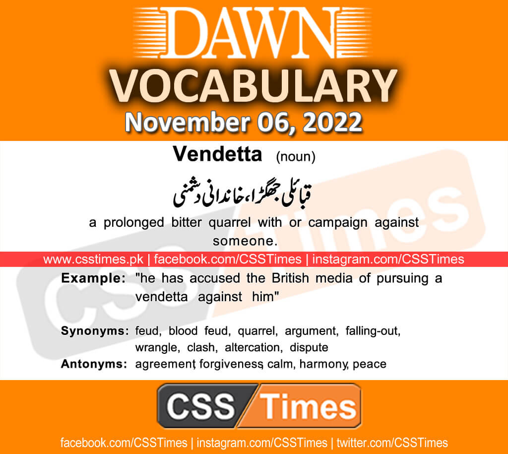 Daily DAWN News Vocabulary with Urdu Meaning (06 November 2022)