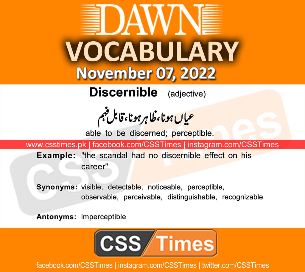 Daily DAWN News Vocabulary with Urdu Meaning (07 November 2022)