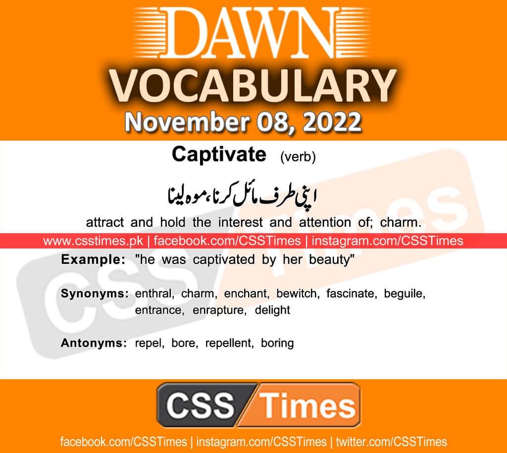 Daily DAWN News Vocabulary with Urdu Meaning (08 November 2022)