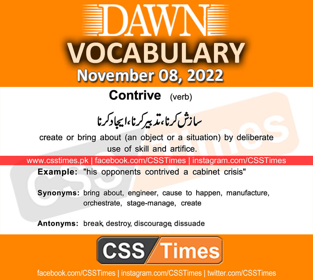 Daily DAWN News Vocabulary with Urdu Meaning (08 November 2022)