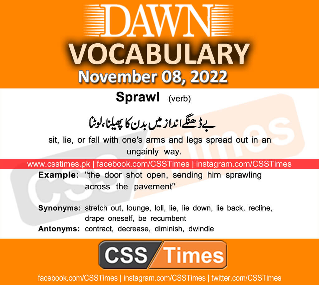 Daily DAWN News Vocabulary with Urdu Meaning (08 November 2022)
