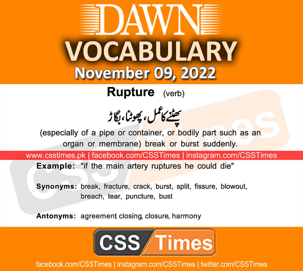 Daily DAWN News Vocabulary with Urdu Meaning (09 November 2022)