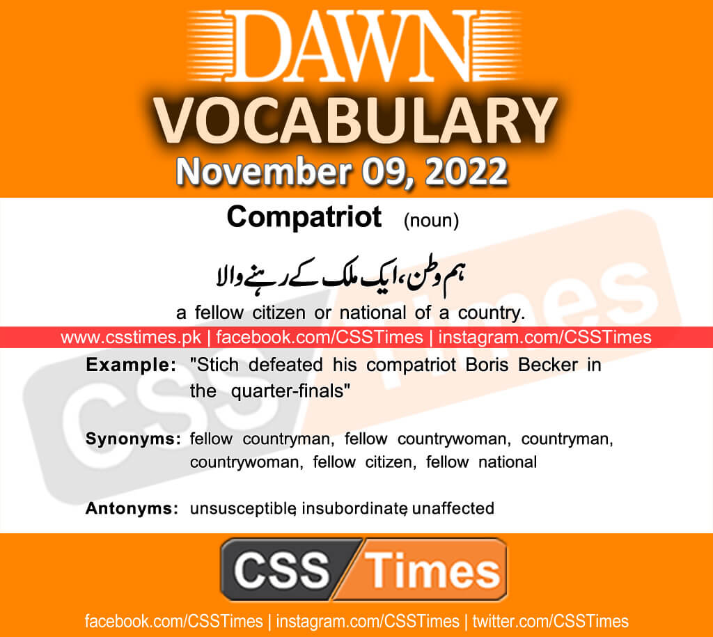 Daily DAWN News Vocabulary with Urdu Meaning (09 November 2022)