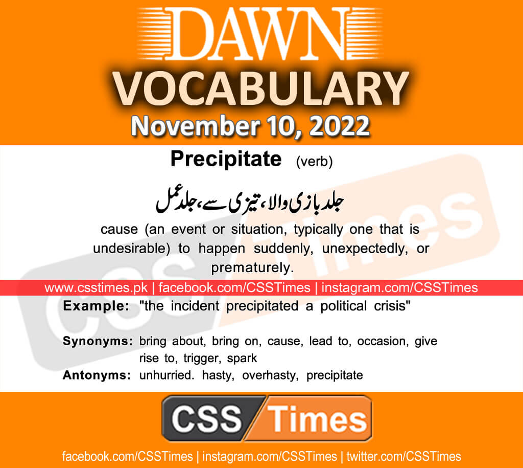 Daily DAWN News Vocabulary with Urdu Meaning (10 November 2022)