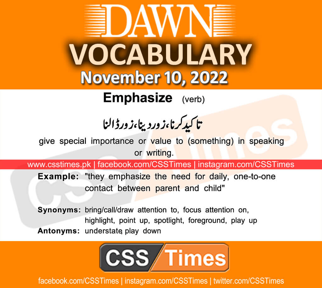 Daily DAWN News Vocabulary with Urdu Meaning (10 November 2022)