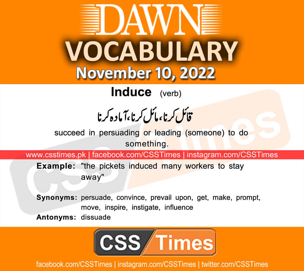 Daily DAWN News Vocabulary with Urdu Meaning (10 November 2022)