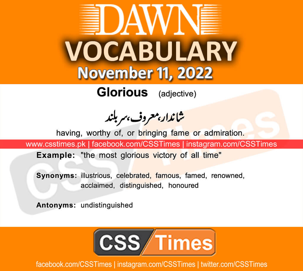 Daily DAWN News Vocabulary with Urdu Meaning (11 November 2022)