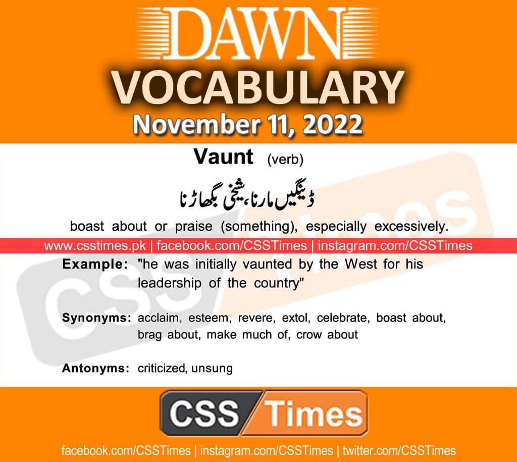 Daily DAWN News Vocabulary with Urdu Meaning (11 November 2022)