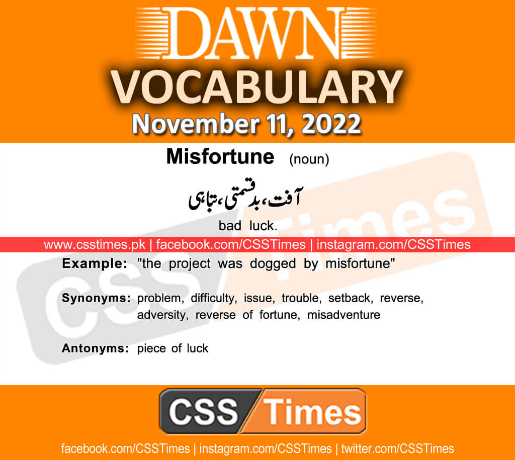 Daily DAWN News Vocabulary with Urdu Meaning (11 November 2022)