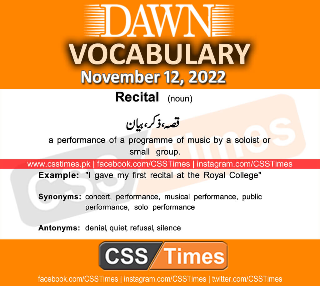 Daily DAWN News Vocabulary with Urdu Meaning (12 November 2022)