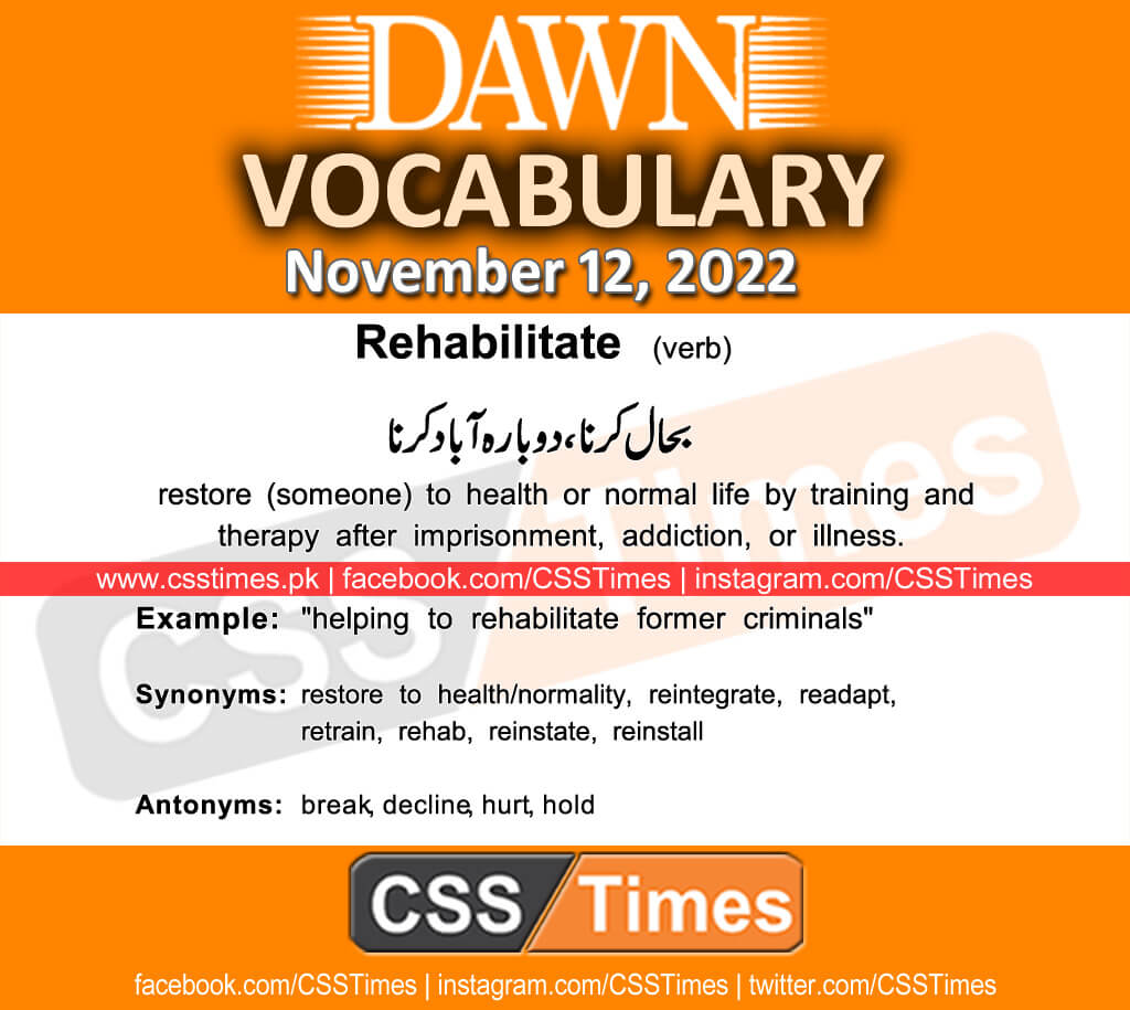 Daily DAWN News Vocabulary with Urdu Meaning (12 November 2022)