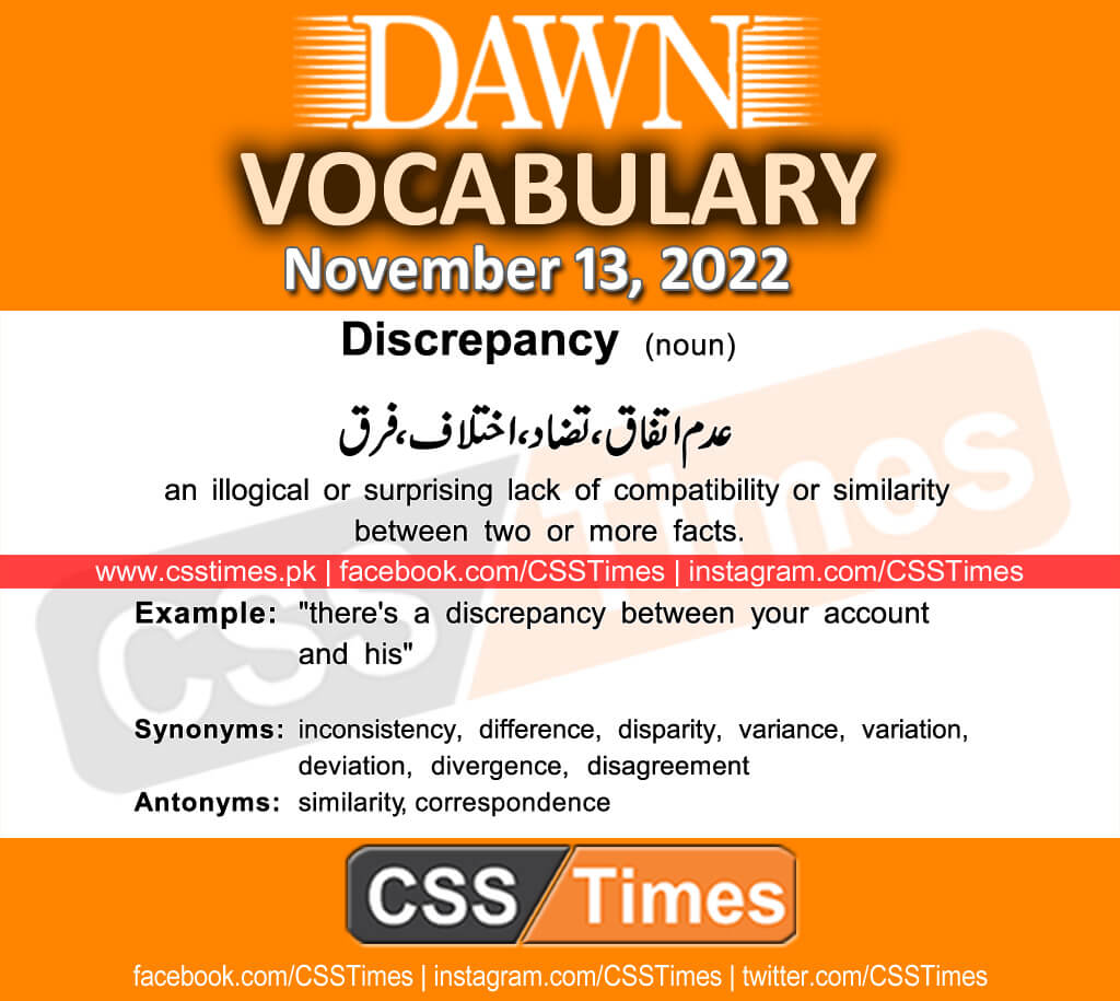 Daily DAWN News Vocabulary with Urdu Meaning (13 November 2022)