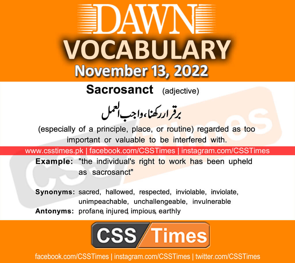 Daily DAWN News Vocabulary with Urdu Meaning (13 November 2022)