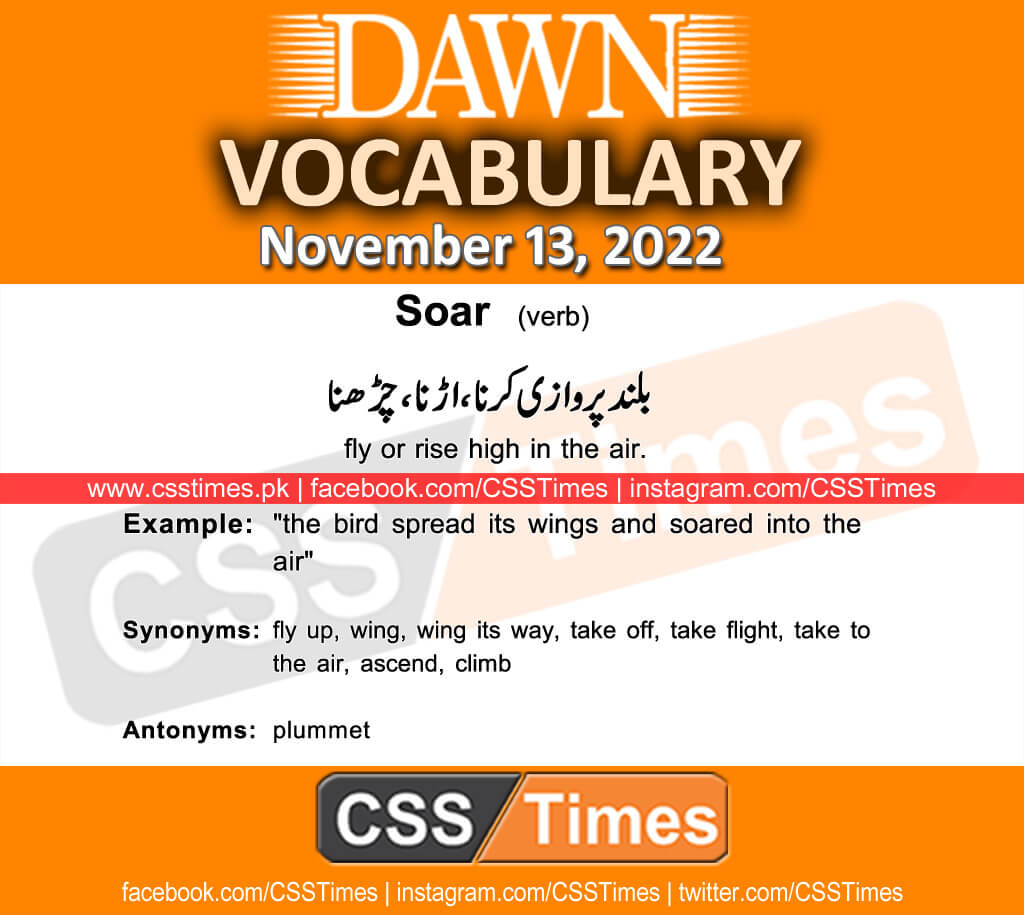 Daily DAWN News Vocabulary with Urdu Meaning (13 November 2022)