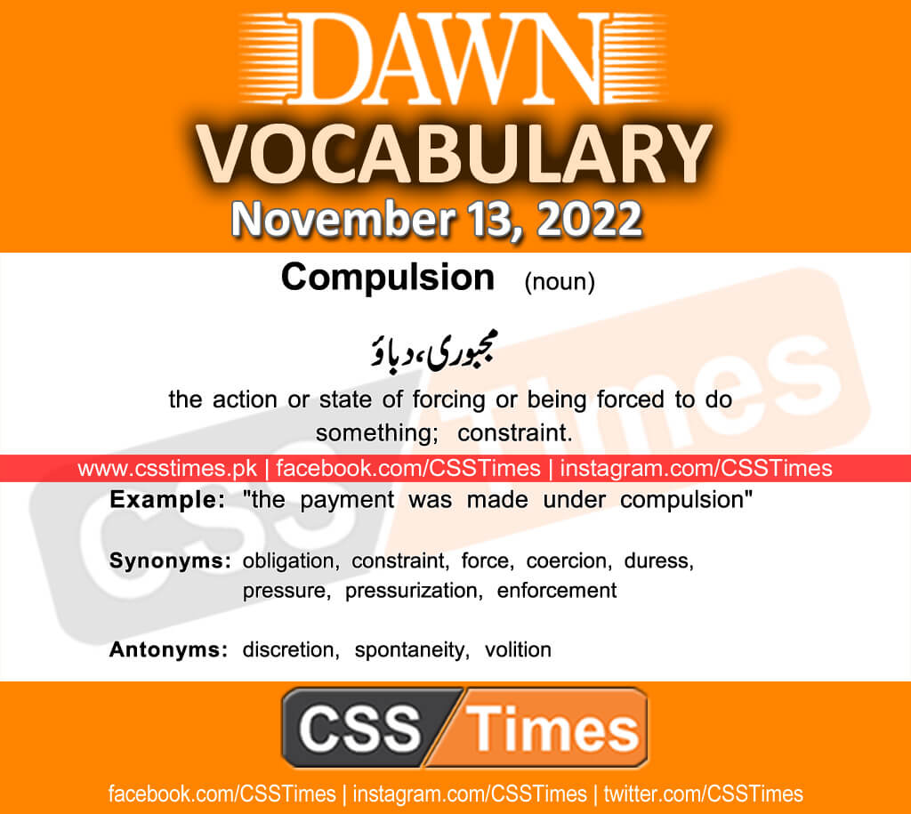 Daily DAWN News Vocabulary with Urdu Meaning (13 November 2022)