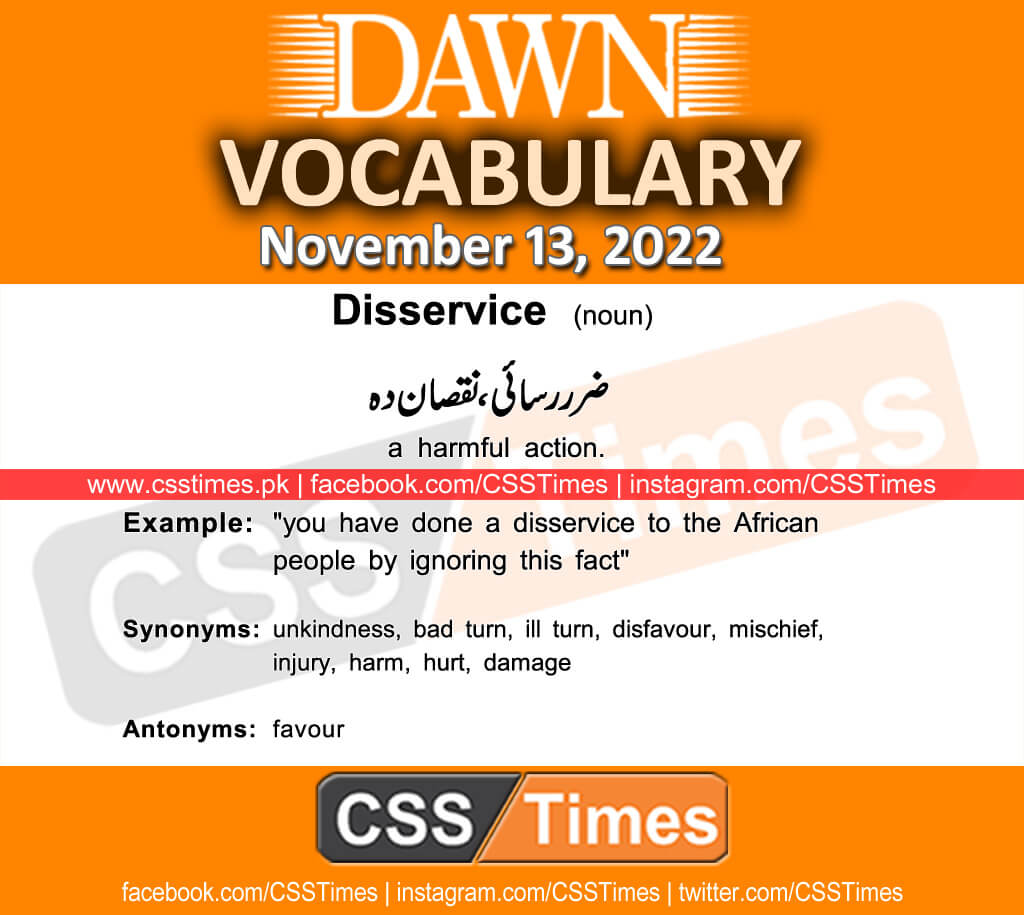 Daily DAWN News Vocabulary with Urdu Meaning (13 November 2022)