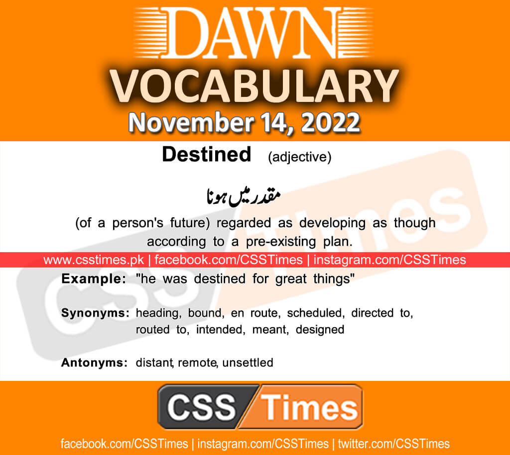 Daily DAWN News Vocabulary with Urdu Meaning (14 November 2022)