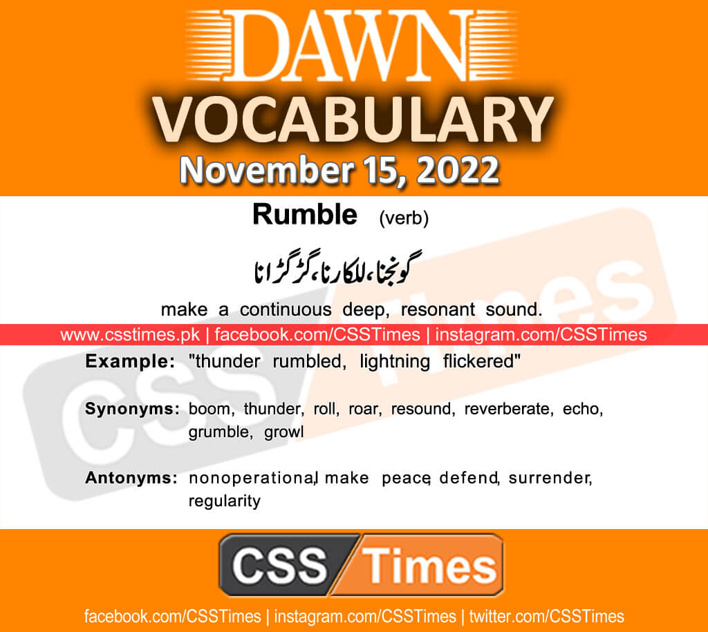 Daily DAWN News Vocabulary with Urdu Meaning (15 November 2022)