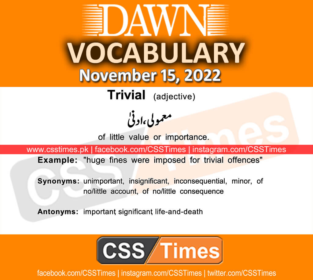 Daily DAWN News Vocabulary with Urdu Meaning (15 November 2022)