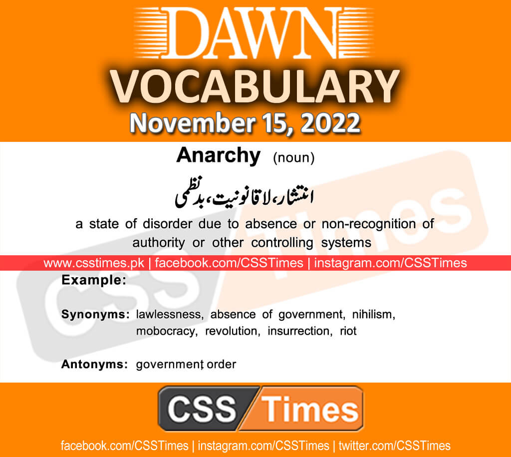 Daily DAWN News Vocabulary with Urdu Meaning (15 November 2022)