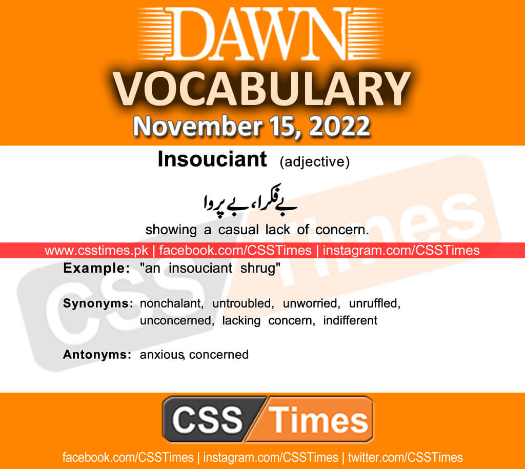 Daily DAWN News Vocabulary with Urdu Meaning (15 November 2022)