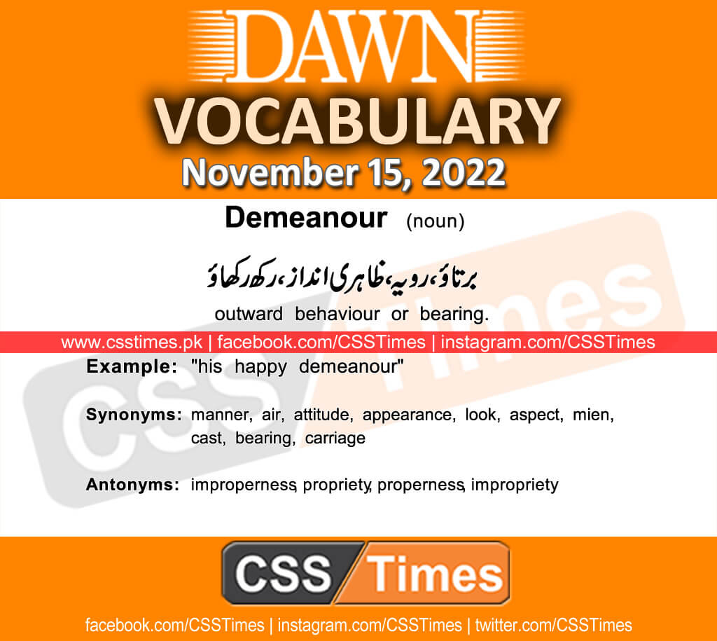 Daily DAWN News Vocabulary with Urdu Meaning (15 November 2022)