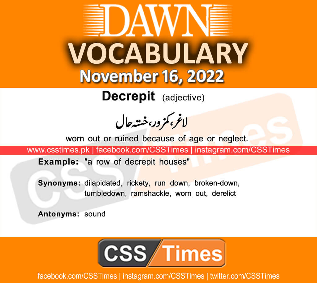 Daily DAWN News Vocabulary with Urdu Meaning (16 November 2022)