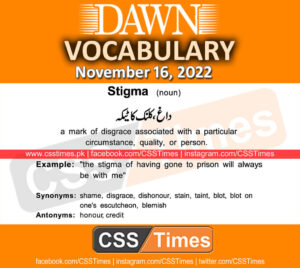 Daily DAWN News Vocabulary with Urdu Meaning (16 November 2022)